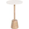 imageKate and Laurel Tira Round Marble Side Table 14 x 14 x 24 White Marble and Light Natural Decorative Pedestal End Table for Use as a Bedroom Nightstand or Living Room Plant Stand TableWhiteNatural