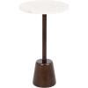 imageKate and Laurel Tira Round Marble Side Table 14 x 14 x 24 White Marble and Light Natural Decorative Pedestal End Table for Use as a Bedroom Nightstand or Living Room Plant Stand TableWhiteDark Brown