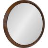 imageKate and Laurel Uldrich Modern Round Wall Mirror 24 inch Diameter White Decorative Round Mirror for WallWalnut Brown