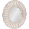 imageKate and Laurel Usra Round Carved Wood Mirror 26 Inch Diameter Whitewash Light Wooden Circle Mirror with Carved Indentation and Sunburst Wall Mirror Look