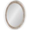 imageKate and Laurel Warbrook Rustic Round Wall Mirror 26 Inch Diameter Rustic Brown and White Coastal Circle Mirror with Distressed Frame Detailing and Textured Wooden Inlay