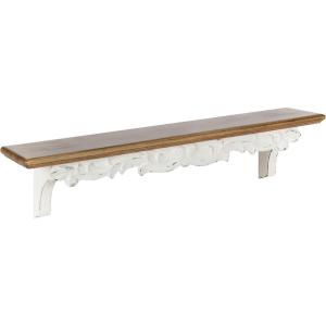 imageKate and Laurel Abberly Farmhouse Wall Shelf 28 x 5 x 65 Rustic Brown and White Rustic Floating Shelf for Wall
