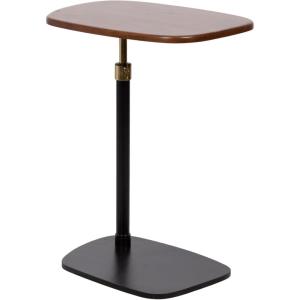 imageKate and Laurel Adamas Transitional AdjustableHeight CTable 16 x 22 x 28 Walnut Brown and Black Modern Rounded Indoor Metal CShaped End Table with Organic Shape for Use as Overbed Table