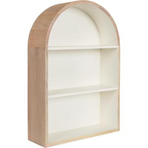 imageKate and Laurel Arcott Modern Arched Wall Shelf 18 x 6 x 26 White and Light Natural Transitional Arch Wall Shelves for OverTheToilet Storage or Entryway Storage Shelf