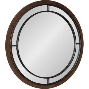 imageKate and Laurel Audubon Modern Wood Framed Wall Mirror 28 inch Diameter Rustic Brown Decorative Farmhouse Round MirrorRustic Brown