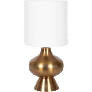 imageKate and Laurel Bahira Modern Metal Bedside Table Lamp 8 x 8 x 17 Antique Brass Sculptural Decorative Tabletop Desk Lamp with Linen Shade for Living Room DecorGold