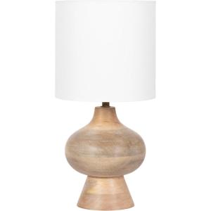 imageKate and Laurel Bahira Modern Metal Bedside Table Lamp 8 x 8 x 17 Antique Brass Sculptural Decorative Tabletop Desk Lamp with Linen Shade for Living Room DecorNatural