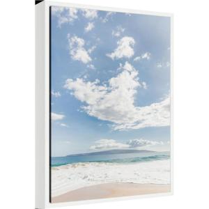 imageKate and Laurel Beach Framed Canvas Wall Art by Alicia Abla 18 x 24 Sylvie White Coastal Beach Landscapes Art for Wall Decor Living Room BedroomWhite