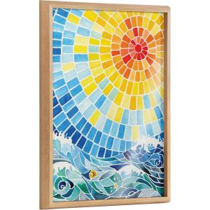 imageKate and Laurel Blake Under the Hawaiian Sun Framed Printed Glass Wall Art by Janet MeinkeLau 18x24 Natural Colorful Vibrant Sun Mosaic Inspired Wall DcorNatural