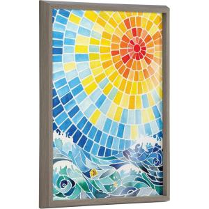 imageKate and Laurel Blake Under the Hawaiian Sun Framed Printed Glass Wall Art by Janet MeinkeLau 18x24 Natural Colorful Vibrant Sun Mosaic Inspired Wall DcorGray