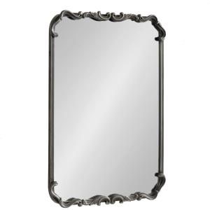 imageKate and Laurel Brazelton Traditional Rounded Rectangle Ornate Mirror 20 x 27 Black Ornamental Round Rectangular Classic Framed Wall Mirror for Bathroom Vanity Mirror or Fireplace Mantel MirrorBlack