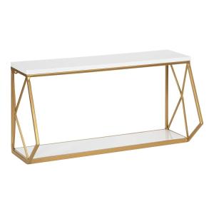 imageKate and Laurel Brost Glam Wall Shelf 21 x 8 x 11 White and Gold Modern Geometric Floating Shelves for Wall