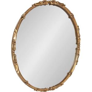 imageKate and Laurel Brynley Decorative Metal Round Mirror 24 Antique Gold Traditional Ornate Circle Mirror with Iron Detail and Modern Rounded Frame ShapeGold