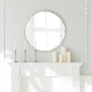 imageKate and Laurel Brynley Decorative Metal Round Mirror 24 Antique Gold Traditional Ornate Circle Mirror with Iron Detail and Modern Rounded Frame ShapeWhite
