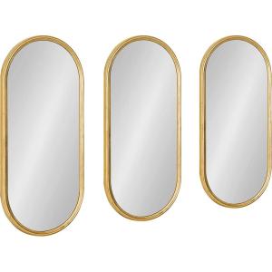 imageKate and Laurel Caskill Glam Wall Mirror Set Set of 3 10 x 22 Gold Decorative Modern Mirror Wall Decor Collection with Minimal Frame and Capsule Oval Shape