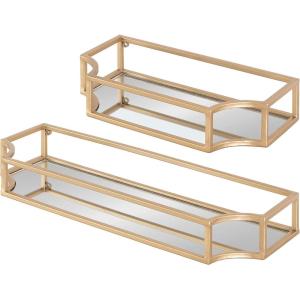 imageKate and Laurel Ciel Modern Glam Metal Wall Shelf Set Set of 2 Gold Elegant Wall Decor and StorageGold