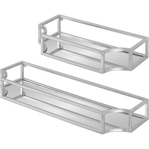 imageKate and Laurel Ciel Modern Glam Metal Wall Shelf Set Set of 2 Gold Elegant Wall Decor and StorageSilver