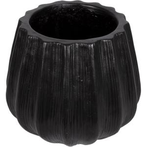imageKate and Laurel Claudel Modern Round Scalloped Planter Pot 12 x 12 x 12 Black Transitional Wavy Planter for Indoor Plants for Living Room or Sunroom Decor
