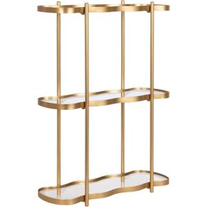 imageKate and Laurel Curventi ThreeTiered Wavy Wall Shelf 20 x 7 x 28 Gold Glam Decorative Scalloped Storage Shelves and Wall Organizer for Over The Toilet Storage Bathroom Display