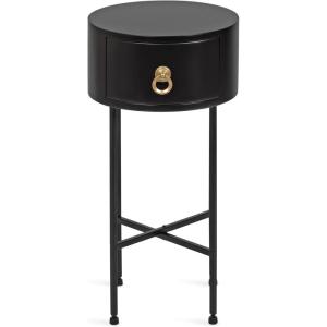 imageKate and Laurel Decklyn Decorative Glam Round Side Table 14 x 14 x 24 White and Gold Modern Circle Living Room Table with Pull Drawer for Useful StorageBlack