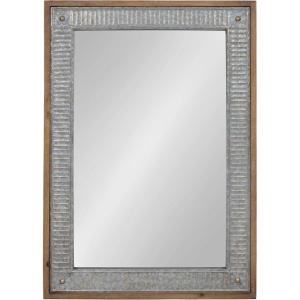 imageKate and Laurel Deely Farmhouse Wall Mirror 27 x 39 White and Silver Rustic Wall Decor with Galvanized Metal FrameRustic Brown