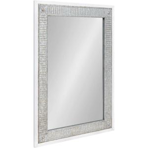 imageKate and Laurel Deely Farmhouse Wall Mirror 27 x 39 White and Silver Rustic Wall Decor with Galvanized Metal FrameWhite