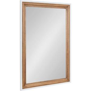 imageKate and Laurel Ellison Transitional TwoTone Rectangle Wall Mirror 24 x 36 Rustic Brown and White Modern Rectangular Wooden Bathroom Mirror for Vanity with Traditional Stepped Frame