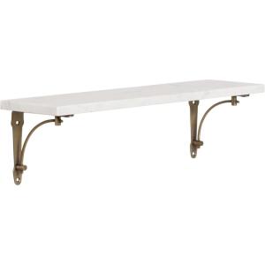 imageKate and Laurel Hatley Vintage Glam Ornate Marble and Metal Shelf 20 x 5 x 6 White Marble and Antique Brass Classic Decorative Wall Shelf for OverTheToilet Storage or Living Room Display