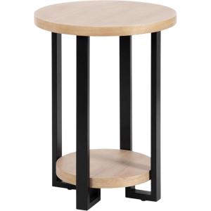 imageKate and Laurel Hendricks Modern Geometric Round Wood Side Table 19 x 19 x 25 Light Natural and Black Decorative Circular Living Room End Table with Storage for Useful Home Decor