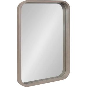 imageKate and Laurel Hutton Modern Rounded Rectangle Wall Mirror 20 x 30 Walnut Brown Transitional Geometric Mirror for WallGrey