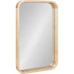imageKate and Laurel Hutton Modern Rounded Rectangle Wall Mirror 20 x 30 Walnut Brown Transitional Geometric Mirror for WallNatural