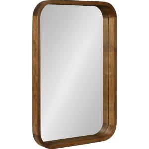 imageKate and Laurel Hutton Modern Rounded Rectangle Wall Mirror 20 x 30 Walnut Brown Transitional Geometric Mirror for WallRustic Brown