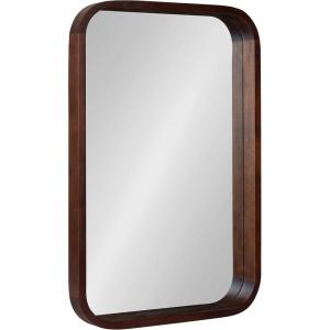 imageKate and Laurel Hutton Modern Rounded Rectangle Wall Mirror 20 x 30 Walnut Brown Transitional Geometric Mirror for WallWalnut Brown