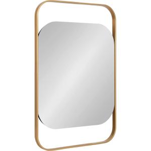 imageKate and Laurel Kellom Modern Metal Wall Mirror 20 x 30 Gold Decorative Mirror for Wall Decor with Floating Suspended Glass in Rounded Rectangle Frame