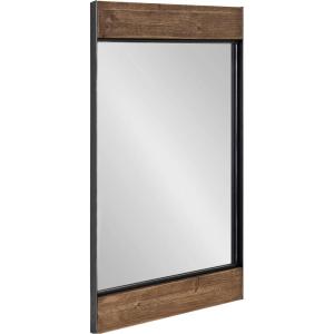 imageKate and Laurel Kincaid Farmhouse Wood and Metal Framed Mirror 20 x 36 Rustic Brown and Black Chic Rectangle Mirror for Wall