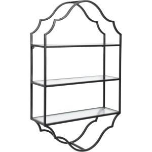 imageKate and Laurel Leanna Glam Scalloped ThreeTiered Wall Shelf 20 x 6 x 32 Black Decorative Floating Shelf Storage and Wall Organizer for Bathroom Over Toilet Storage or Display