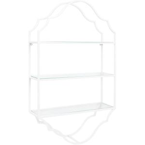 imageKate and Laurel Leanna Glam Scalloped ThreeTiered Wall Shelf 20 x 6 x 32 White Decorative Floating Shelf Storage and Wall Organizer for Bathroom Over Toilet Storage or Display