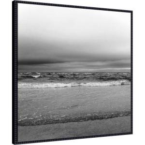 imageKate and Laurel Life Is A Beach Framed Canvas Wall Art by Stephanie Klatt 30 x 30 Sylvie Beaded Black Black ampamp White Beach Nature Landscapes Art for Wall Decor Living Room Bedroom