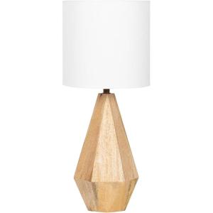 imageKate and Laurel Marcedes Modern Metal Bedside Table Lamp 8 x 8 x 20 Antique Brass Faceted Decorative Tabletop Desk Lamp with Linen Shade for Living Room DecorNatural