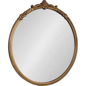 imageKate and Laurel Marchon Ornate Round Mirror 30 Inch Diameter Gold Decorative Traditional Glam Mirror