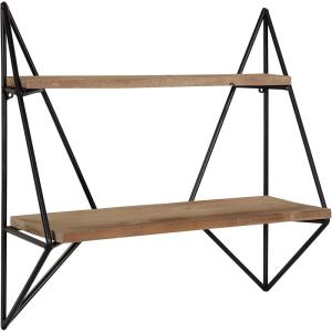 imageKate and Laurel Melita Decorative Modern Farmhouse TwoTier Floating Wall Shelf with Metal Frame and Solid Wood BlackRustic BrownRustic BrownBlack
