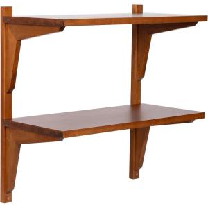 imageKate and Laurel Meridien Modern TwoTier Wooden Shelves 24 x 8 x 24 Walnut Brown Stunning Tiered Wall Shelf for Storage and Display as Cute Nursery Shelving or Bedroom Storage