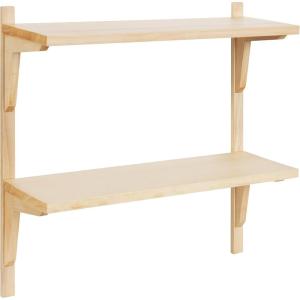 imageKate and Laurel Meridien Modern Wood Shelves 24 x 8 x 24 Natural Poplar Transitional Two Tier Wall Shelf for Storage and DisplayNatural