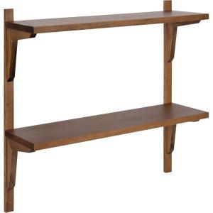 imageKate and Laurel Meridien Modern Wood Shelves 24 x 8 x 24 Natural Poplar Transitional Two Tier Wall Shelf for Storage and DisplayRustic Brown