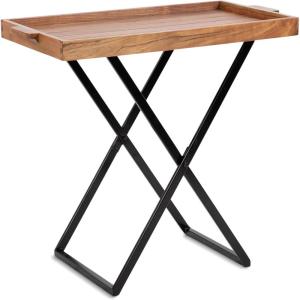 imageKate and Laurel Monaco Transitional Slatted Acacia Wood Tray Table 31 x 16 x 28 Natural Brown and Black Modern Indoor or Outdoor Coffee Table or Side Table with Removable Serving Tray Top
