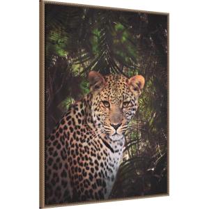 imageKate and Laurel Moody Leopard In The Rainforest Color Framed Canvas Wall Art by Tai Prints 28 x 38 Sylvie Bright Gold Modern Contemporary Animals Nature Landscapes Art for Wall Decor Living RoomBeaded Gold