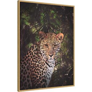 imageKate and Laurel Moody Leopard In The Rainforest Color Framed Canvas Wall Art by Tai Prints 28 x 38 Sylvie Bright Gold Modern Contemporary Animals Nature Landscapes Art for Wall Decor Living RoomBright Gold