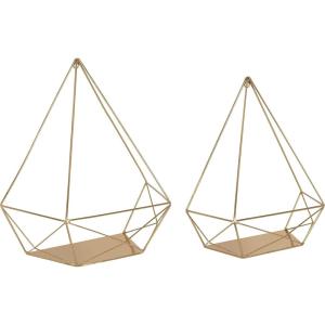 imageKate and Laurel Prouve Decorative Geometric Multiuse Metal Wall Display Shelves Gold 2 Piece Set