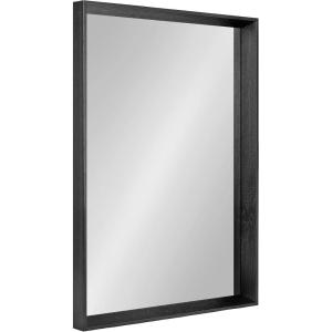 imageKate and Laurel Quato Transitional Rectangle Wall Mirror 24 x 36 Dusty Brown Framed Rectangular Framed Statement Mirror with Embossed Woodgrain TextureBlack