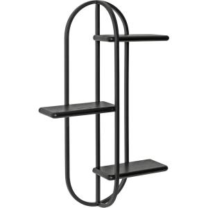 imageKate and Laurel Ramos Modern Metal and Wood Bathroom Shelf 18 x 6 x 30 Black Contemporary Sleek 3Tier Floating Shelves for Wall Decor Display and Over Toilet Storage